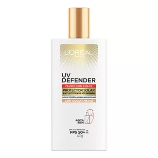 Uv Defender Protector Solar Fps50+ Fluido Tono Medio, 40ml