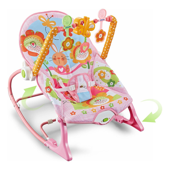 Rocker Silla Vibradora Mecedora De Bebe Musical Con Juegos Color Rosa