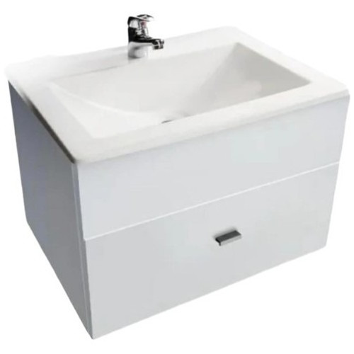 Mueble para baño Diaz Home Black or White + bacha acrílico de 50cm de ancho, 40cm de alto y 38cm de profundidad con bacha y mueble color blanco con tres agujeros para grifería