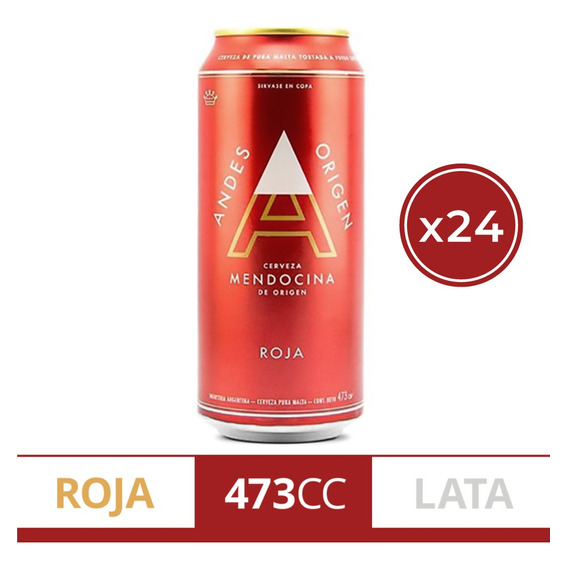Cerveza Andes Origen Roja Red Lager 473ml Pack X 24 Uni