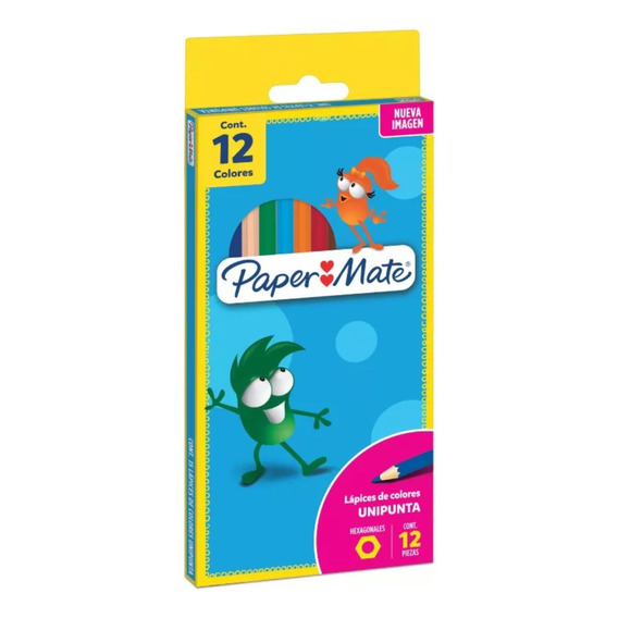 Lapices De Color Largos Hexagonal Paper Mate Estuche X12