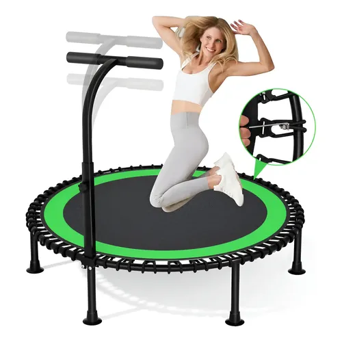 Trampolín Mini Plegable de 40 SereneLife, Trampolín de Fitness Compacto para Niños y Adultos con Mango Ajustable, Equipo de Entrenamiento para Interior/Exterior, Soporta 100kg