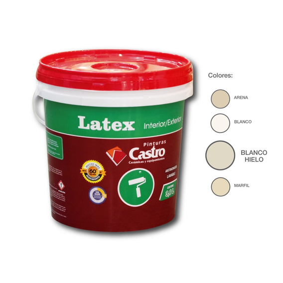 Pintura Látex Int/ext Blanco Hielo 3,6lt Cerámicas Castro