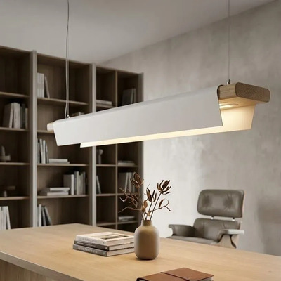 Lámpara Colgante Lineal Aura 24w Cálido Madera Comedo Madera