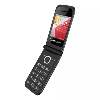 Cellallure | Teléfono Móvil Flip Para Adultos Mayores Bienestar, Con Botón Sos, Resistente, Simple, Volumen Alto Y Teclas Grandes. Color Negro