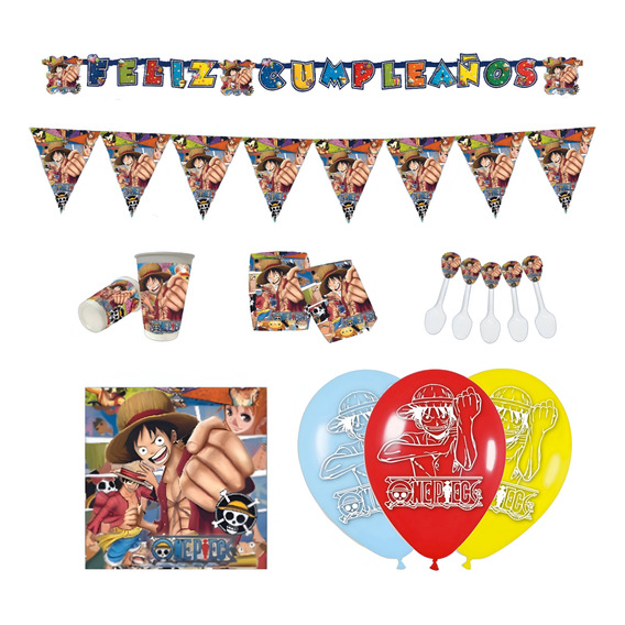 Kit Infantil Decoración Fiesta - One Piece X36 Invitados