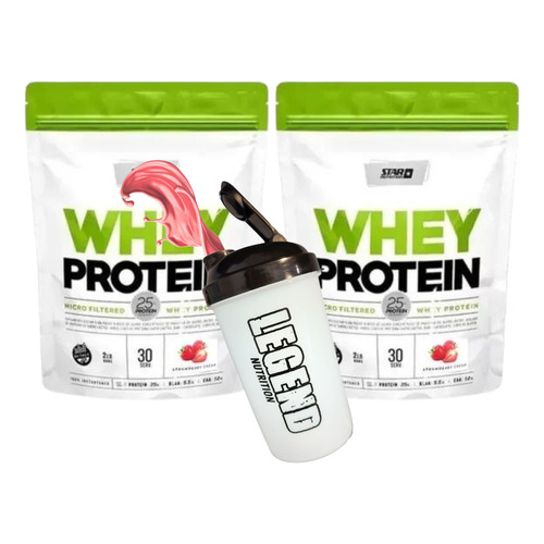 Star Nutrition Whey Protein Proteínas Sabor Frutilla 908g Pack X2 Vaso Legend 600ml