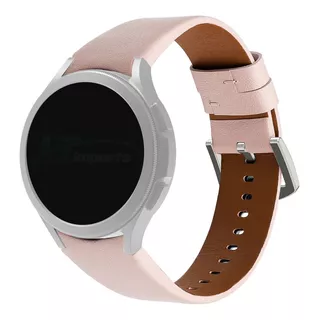 Pulseira De Couro Para Samsung Galaxy Watch 4 - Rosa Largura 20 Mm