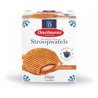 8 Biscoito Wafers Holandês Caramelo Daelmans Stroopwafel 