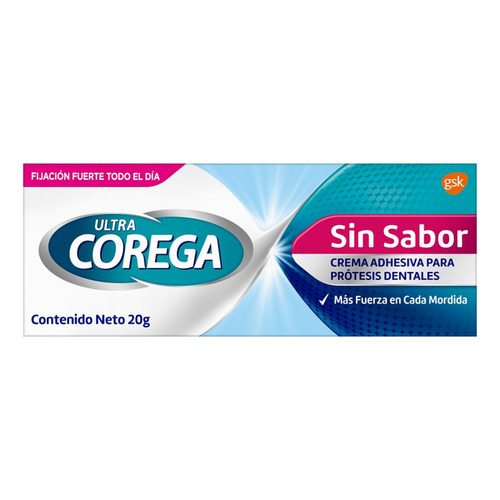 Crema adhesiva para prótesis dental Ultra Corega sin sabor 20g