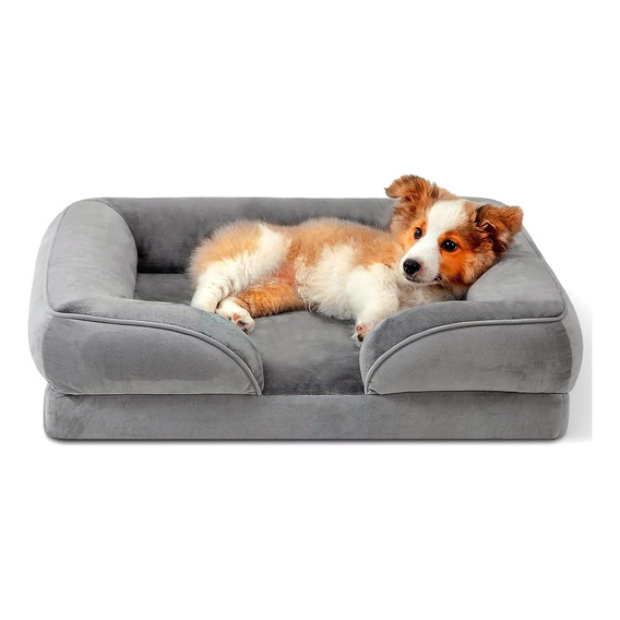 Cama Para Perro Mediano Sofá Extraible Lavable Gris