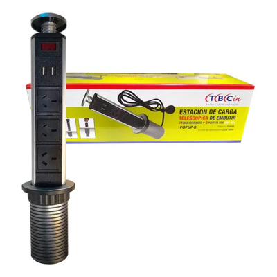 Estacion De Carga Telescopica Embutir Toma 2usb Tbcin Negro Negro
