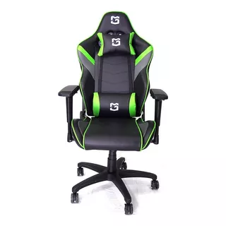 Silla Gamer Prometheus Brazos 4d Reclinable 180° Premium Color Verde Con Negro