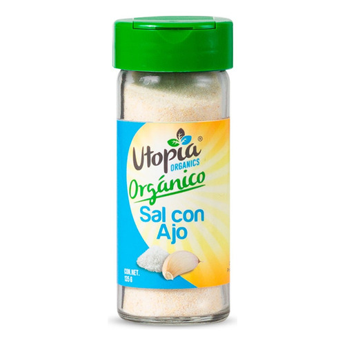 Sal Con Ajo Utopia Orgánico Frasco D Vidrio 135g