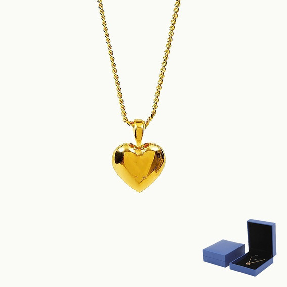 Collar Con Dije De Corazón Chapado En Oro 18k Para Mujer