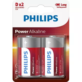 Pack X2 Pila Alcalina Philips Tamaño D.