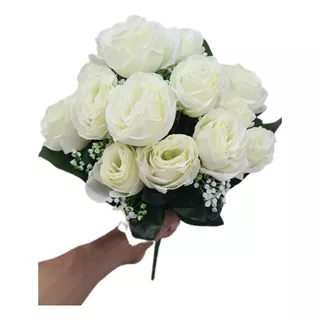 Ramo X18 Rosas Artificiales Flores Follaje Bouquet Decoracio