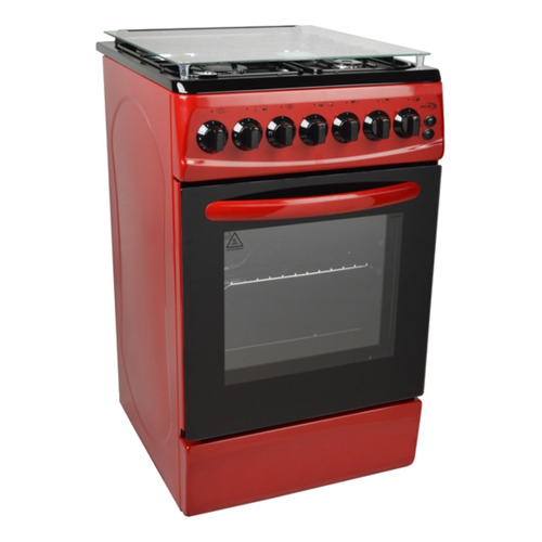 Cocina Delne TE 5631 R a gas/eléctrica 4 hornallas  roja 220V puerta con visor 46L