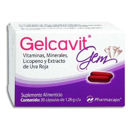 Gelcavit Gem Extracto Uva Roja Vitaminas Y Minerales 30 Caps Sabor Sin Sabor