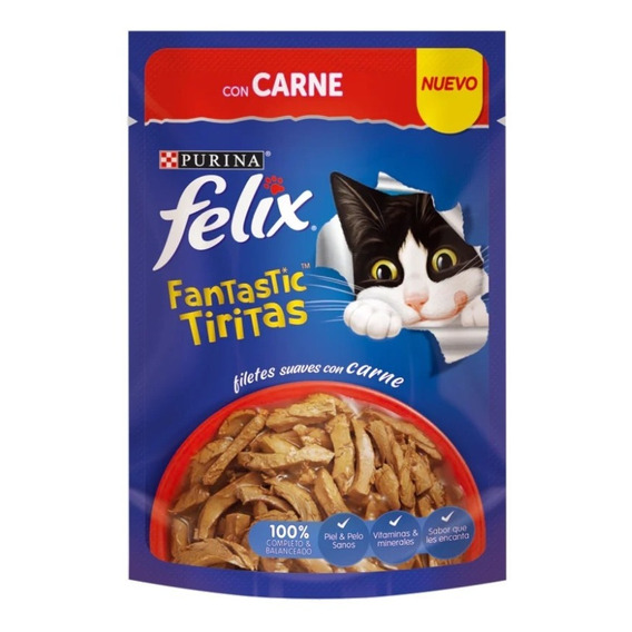Alimento Felix Fantastic Tiritas De Carne 15 Sobres X 85g