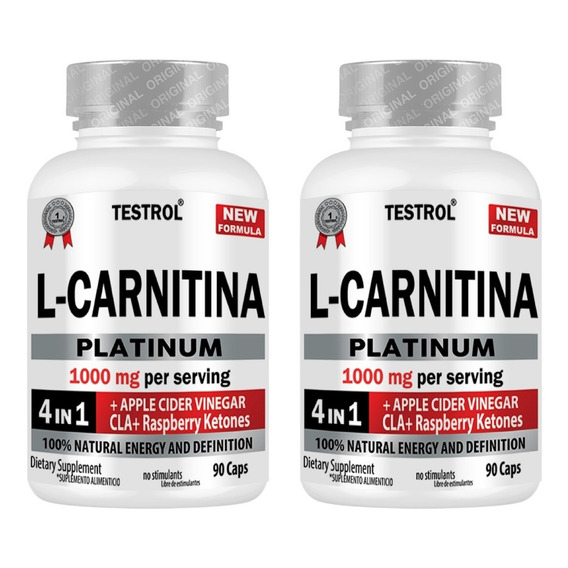 L-carnitina Platinum Paquete 2 Piezas 90 Cápsulas Sabor Sin sabor