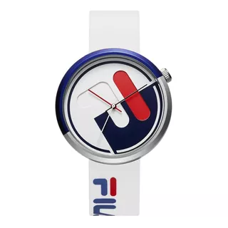 Reloj Fila 38-6106-002 Moderno Estilo Abstracto-azul Color De La Correa Blanco Color Del Bisel Blanco Color Del Fondo Blanco Con Azul