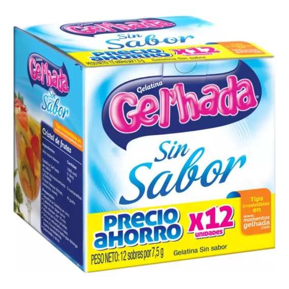 Gelatina Sin Sabor Gel'hada - Caja × 90g