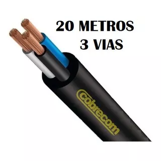 20 Metros Cabo Pp 3x1,5 -fio Flexível 3 Vias 1,5mm Cobrecom