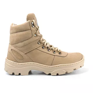 Bota Coturno Militar  Couro Desert Tan Palmilha Gel Promoção