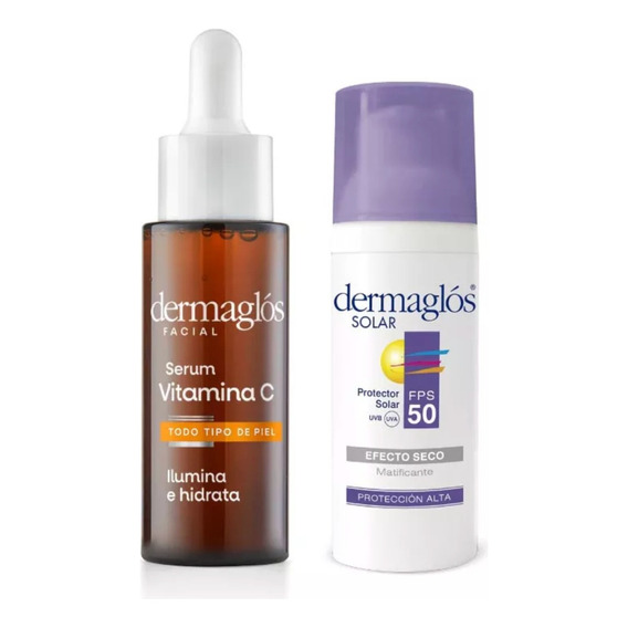 Kit Facial Dermaglós Serum Vitamina C + Protector Fps 50 