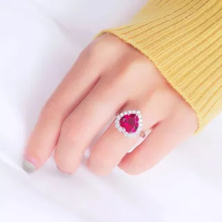 Anillo Compromiso Aniversario Mujer Corazón Cristal Circón