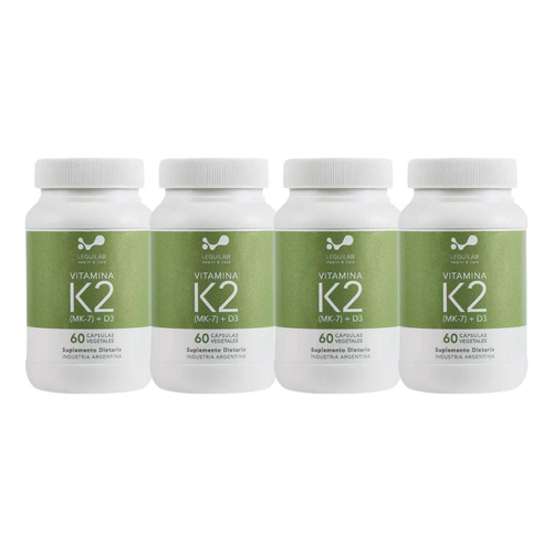 Vitamina K2 (mk7) + Vitamina D3 Leguilab X2 X 60 Capsulas Sabor Neutro Pack X4