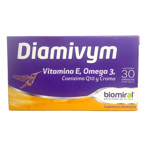 Diamivym Vitamina E Omega 3 Coenzima Q10 Y Cromo 30 Caps Sabor Natural