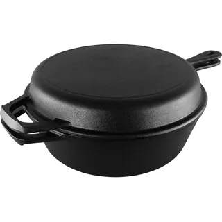 Cacerola + Sartén De Hierro Fundido - Dutch Oven Ø26cmx12 Color Negro