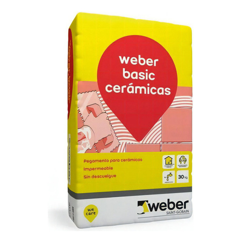 Pegamento Weber Basic Cerámicas Impermeable Bolsa 25kg 1ra