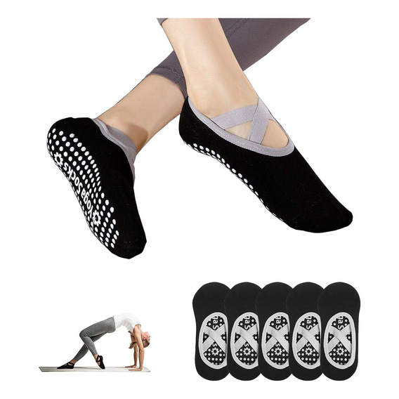 5 Pares De Calcetines Antideslizantes Para Mujeres En Yoga