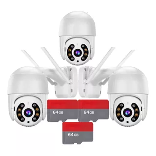 Kit 3 Câmera Segurança Ip Dome Rotativa A8app C/ Cartão 64gb