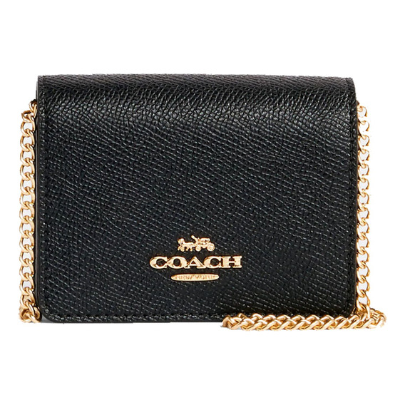 Cartera Con Cadena Coach Original Mini Wallet Cuero Xg Black