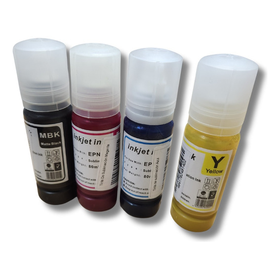 Tinta Sublimacion Premium, 4 Colores, Adaptador Epson