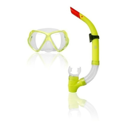 Combo Mascara Y Snorkel Escualo Modelo Expert Amarillo