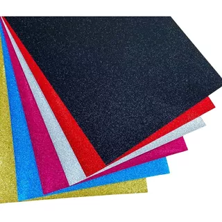 10 Folhas Papel Especial Glitter 180g A4 Cores Diversas