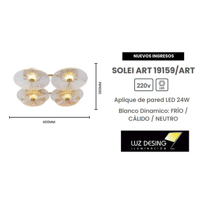 Plafon Led Solei Art 19159/art 24w Moderno Techo Pared Cie