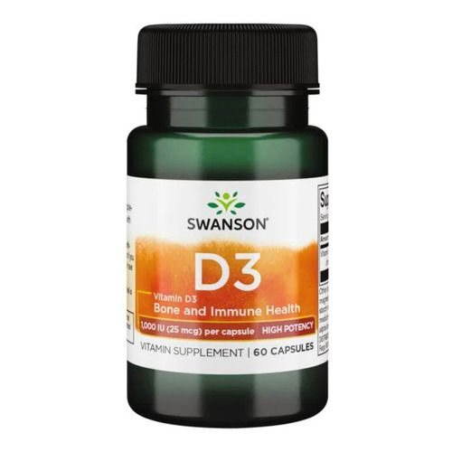 Vitamina D3 alta potencia 60 cápsulas 1000 UI Swanson