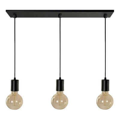 Colgante 3 Luces Bell Capuchon Negro Vintage Apto Led E-27