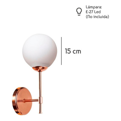 Aplique Medusa Spa 1 Luz Cobre Globo Opal 15cm Apto Led E27