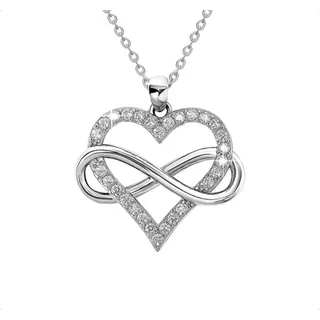 Cadena Y Dije Plata 925 Corazón Infinito Amor Gargantilla