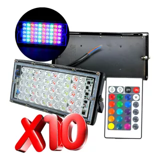 10 Reflectores Lupa Led Rgb 30w Multicolor Con Control Color De La Carcasa Negro