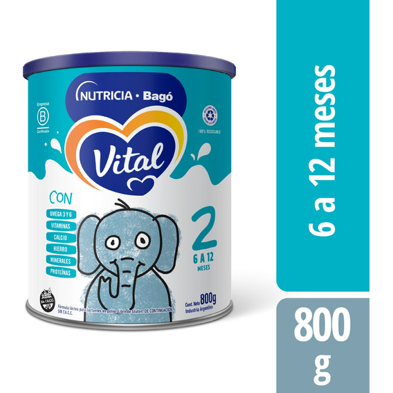 Leche Bebe Infantil En Polvo Vital 2 X 800 Gr Nutricia Bago