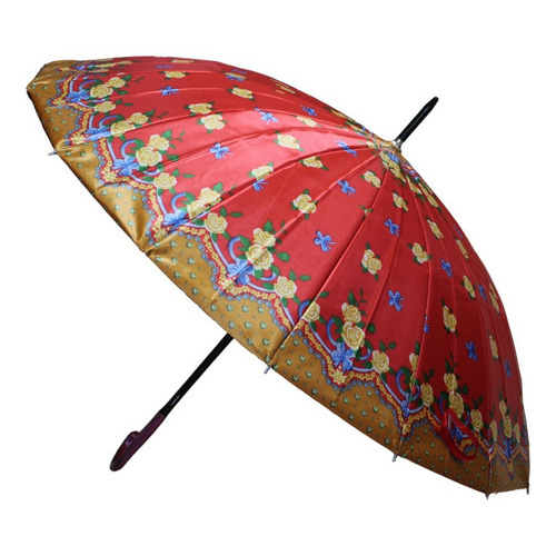 Paraguas Plegable 16 Varillas 79cm Colores Automático Color Rojo