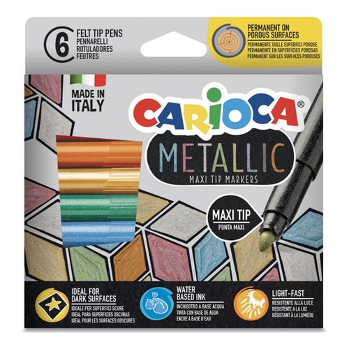 Marcador para colorear Carioca Metalizado de punta redonda x unidad x 6
